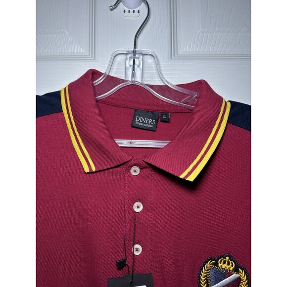 DINERS Premium Collection Vintage Men’s Embellished Polo Plum Size Large NWT - Picture 4 of 7